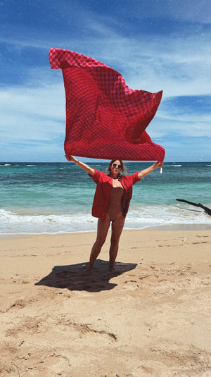 Wyeth Sarong, <i>pink+red check</i>